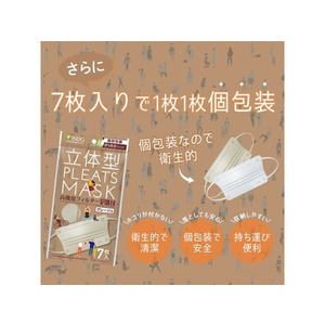 医食同源 立体型プリーツマスク ぴったりフィット ホワイト 7枚入 FC287NY-イメージ7