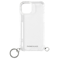 PHONECKLACE iPhone 15 Plus用ストラップ用リング付きクリアケース シルバーチャーム PN25592I15PL