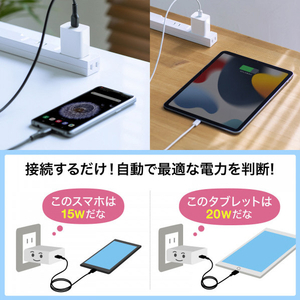 サンワサプライ USB PD対応AC充電器(PD20W) ACA-PD90W-イメージ8