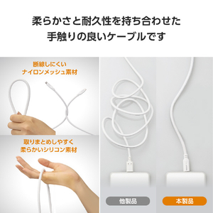 エレコム USB 10Gbpsケーブル(USB Type-C - USB Type-C/100W/シリコンメッシュ)0．5m ホワイト MPA-CC1GSM05WH-イメージ6