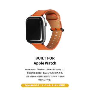 EGARDEN Apple Watch 42/41/40/38mm用バンド GENUINE LEATHER STRAP オレンジ EGD20602AW-イメージ4