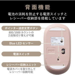 エレコム ILMF 2．4GHz無線 薄型マウス ピンク M-TM10DBPN-IL-イメージ7