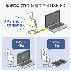 サンワサプライ USB PD対応AC充電器(PD100W・TypeCケーブル付き) ブラック ACA-PD93BK-イメージ12