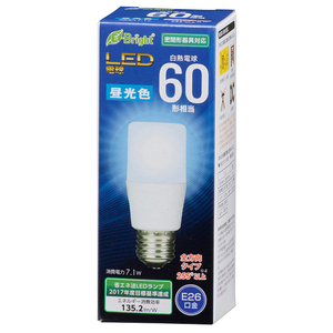 オーム電機 LED電球 E26口金 全光束960lm(7．1W T形 全方向タイプ) 昼光色相当 LDT7D-G AG20-イメージ1