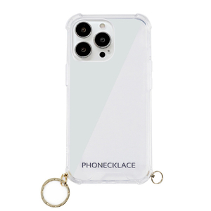 PHONECKLACE iPhone 13 Pro用ストラップ用リング付きクリアケース ゴールドチャーム ゴールドチャーム PN21611I13PGD-イメージ1