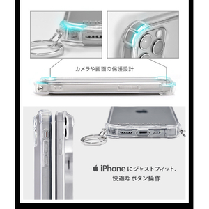 PHONECKLACE iPhone 13 Pro用ストラップ用リング付きクリアケース ゴールドチャーム ゴールドチャーム PN21611I13PGD-イメージ8