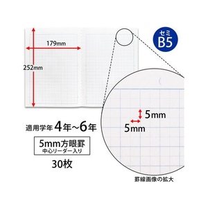 キョクトウ スクールノート B5 5mm方眼 F887825-LM5G-イメージ2