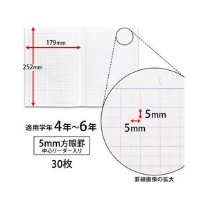 キョクトウ スクールノート B5 5mm方眼 チェック柄ブルー ブルー1冊 F887827-LMC5GB-イメージ2