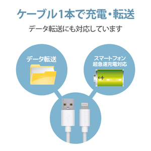 エレコム スタンダードLightningケーブル(0．1m) ホワイト MPA-UAL01WH-イメージ7