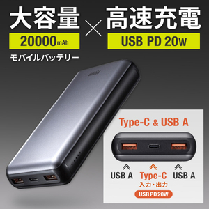 サンワサプライ モバイルバッテリー(20000mAh・PD20W) BTL-RDC29-イメージ11