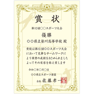 タカ印 スポーツ賞状用紙 A4判 サッカー 横書用 10枚 FC910SU-10-1800-イメージ4