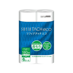 マスコー製紙 マスコー/ソフィアタッチエコ 芯なし トイレットペーパー シングル 180m6R FC499SK-イメージ1