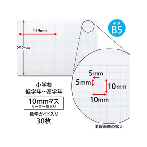 アピカ 中学受験OKノート セミB5 10mmマス 5冊組 FCC7926-LGU10G05-イメージ5