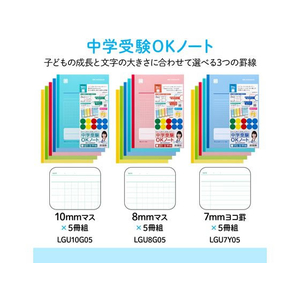 アピカ 中学受験OKノート セミB5 10mmマス 5冊組 FCC7926-LGU10G05-イメージ7