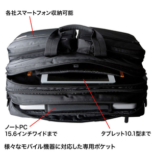 サンワサプライ 3WAYビジネスバッグ(出張用・大型) ブラック BAG-3WAY22BK-イメージ3