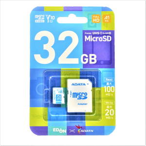 A-DATA microSDHC V10 UHS-1 A1(32GB) ホワイト/ブルー AMSD32GA1V10EDBL-イメージ1