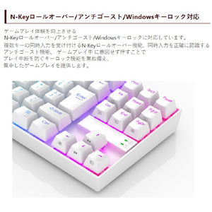 REDRAGON ゲーミングキーボード 日本語テンキーレス 銀軸92KEY ホワイト K552W-RGB-JPTI-イメージ7