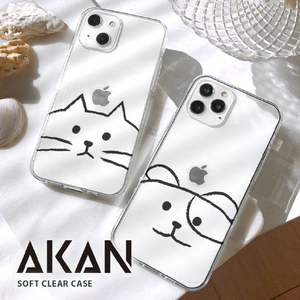 AKAN iPhone 15 Pro用ソフトクリアケース ネコ AK25636I15PR-イメージ3