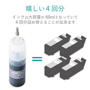 エレコム キヤノン 381用詰め替えインク グレー THC-381GY4-イメージ5