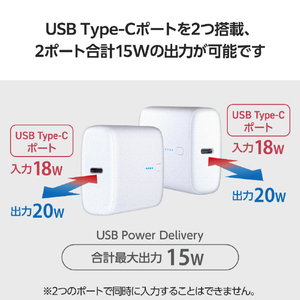 エレコム コンパクトモバイルバッテリー(10000mAh/20W/C×2) ホワイト DE-C47L-10000WH-イメージ4