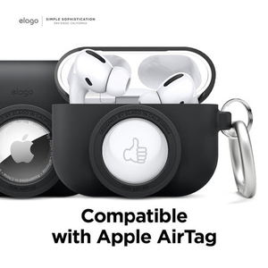 elago  AirPodsPro用カラビナ付きシリコンケｰス(AirTag収納可) elago AirPodsPro ブラック EL_APPCSSCSO_BK-イメージ3