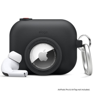 elago  AirPodsPro用カラビナ付きシリコンケｰス(AirTag収納可) elago AirPodsPro ブラック EL_APPCSSCSO_BK-イメージ9