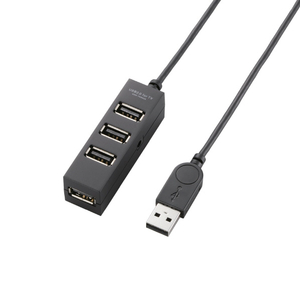 エレコム TV用4ポートUSB2．0ハブ ブラック U2H-TV003SBK-イメージ2