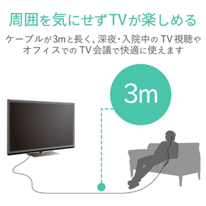 エレコム TV用ヘッドフォン(スタンダード)セミオープンタイプ ブラック EHP-TV11IM3BK-イメージ3