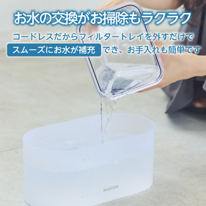 エレコム ペット用バッテリー内蔵コードレス自動給水器(2．5L) サイレントアクア ホワイト PET-WD03WH-イメージ5