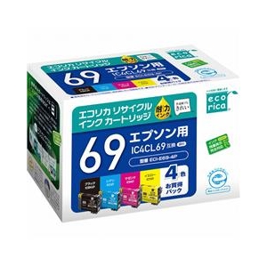 エコリカ リサイクルインクカートリッジ 4色パック ECI-E69-4P-イメージ1