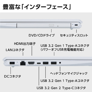 NEC ノートパソコン e angle select LAVIE N15 パールホワイト PC-N1535FAW-E3-イメージ9