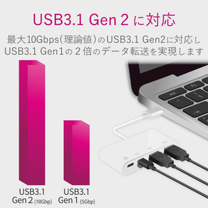 エレコム USB Type-Cコネクタ搭載USBハブ(PD対応) ホワイト U3HC-A424P10WH-イメージ4