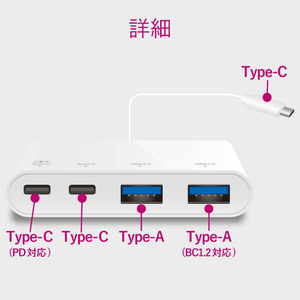 エレコム USB Type-Cコネクタ搭載USBハブ(PD対応) ホワイト U3HC-A424P10WH-イメージ8