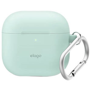 elago AirPods 4用カラビナ付きシリコンケース ミント EL_AP4CSSCN2_MT-イメージ1