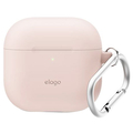 elago AirPods 4用カラビナ付きシリコンケース サンドピンク EL_AP4CSSCN2_PK