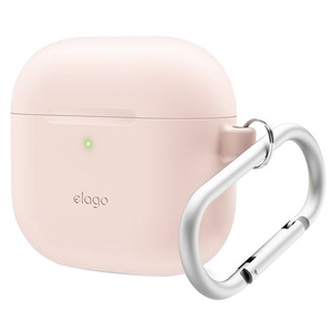 elago AirPods 4用カラビナ付きシリコンケース サンドピンク EL_AP4CSSCN2_PK-イメージ2