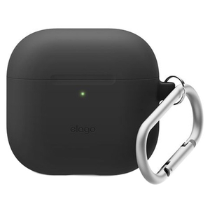 elago AirPods 4用カラビナ付きシリコンケース ブラック EL_AP4CSSCN2_BK-イメージ1