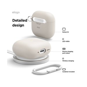 elago AirPods 4用カラビナ付きシリコンPCハイブリッドケース ストーン EL AP4CSSCLG ST-イメージ6