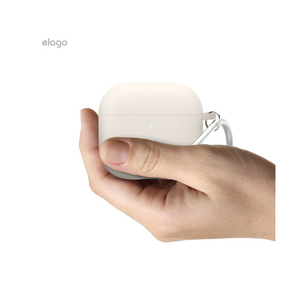 elago AirPods 4用カラビナ付きシリコンPCハイブリッドケース ストーン EL AP4CSSCLG ST-イメージ8