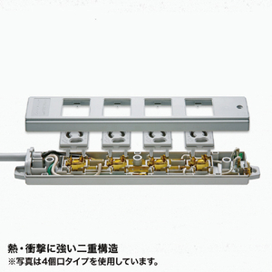 サンワサプライ 工事物件タップ(3P・2個口・2m) グレー TAP-KS2-2-イメージ4