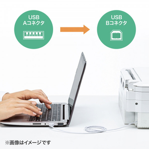 サンワサプライ 極細USBケーブル(USB2.0 A-Bタイプ・2m) KU20-SL20WK-イメージ7