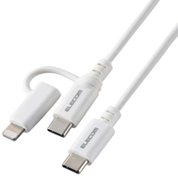 エレコム 2in1ケーブル(USB Type-C - USB Type-C/Lightning変換/MFi認証)(1．0m) ホワイト MPA-CCLAD10WH