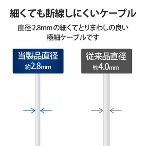 エレコム 極細USB Type-Cケーブル(1．0m) ホワイトフェイス MPA-ACX10WF-イメージ4