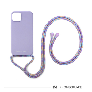 PHONECKLACE iPhone 15 Pro用ロープネックストラップ付きシリコンケース ラベンダー PN25677I15PR-イメージ2