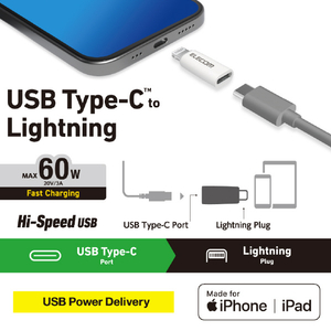 エレコム USB変換アダプター(USB Type-Cポート - Lightningプラグ) ホワイト MPA-CFLMWH-イメージ2