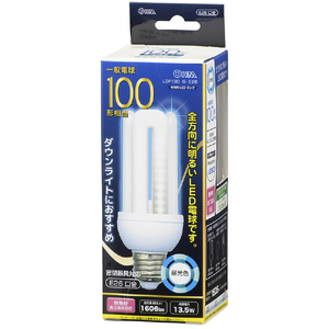 オーム電機 LED電球 E26口金 全光束1606lm(13．5W D形) 昼光色相当 LDF13D-G-E26-イメージ1