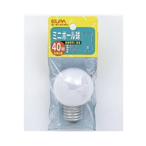 エルパ ミニボール球 E26口金 40W ホワイト 1個入り G-81H(W)-イメージ1