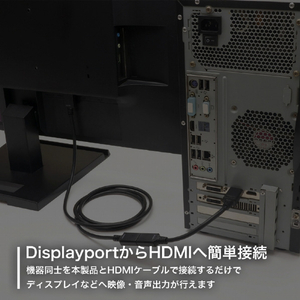 ホ－リック Displayport→HDMI変換アダプタ 10cm DPHAF-693BB-イメージ8