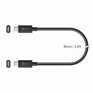 j5 create USB4 Gen3 USB-C to C フル機能ケーブル(0．8m) ブラック JUC28L08-イメージ3