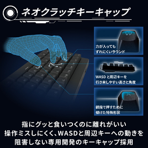 エレコム ゲーミングキーボード/銀軸(スピードリニア)/65%サイズ V custom VK200S ブラック TK-VK200SBK-イメージ3